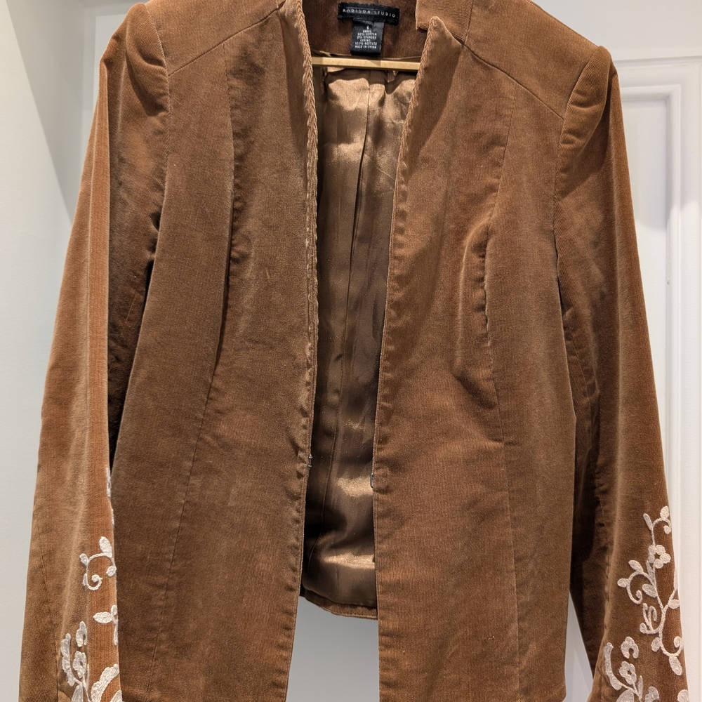 Brown Embroidered Women's Jacket